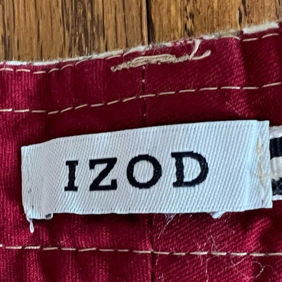 NWT Izod Hot Tropic Cropped Cargo Pants, Striped, Cranberry, size 16 - Picture 7 of 14